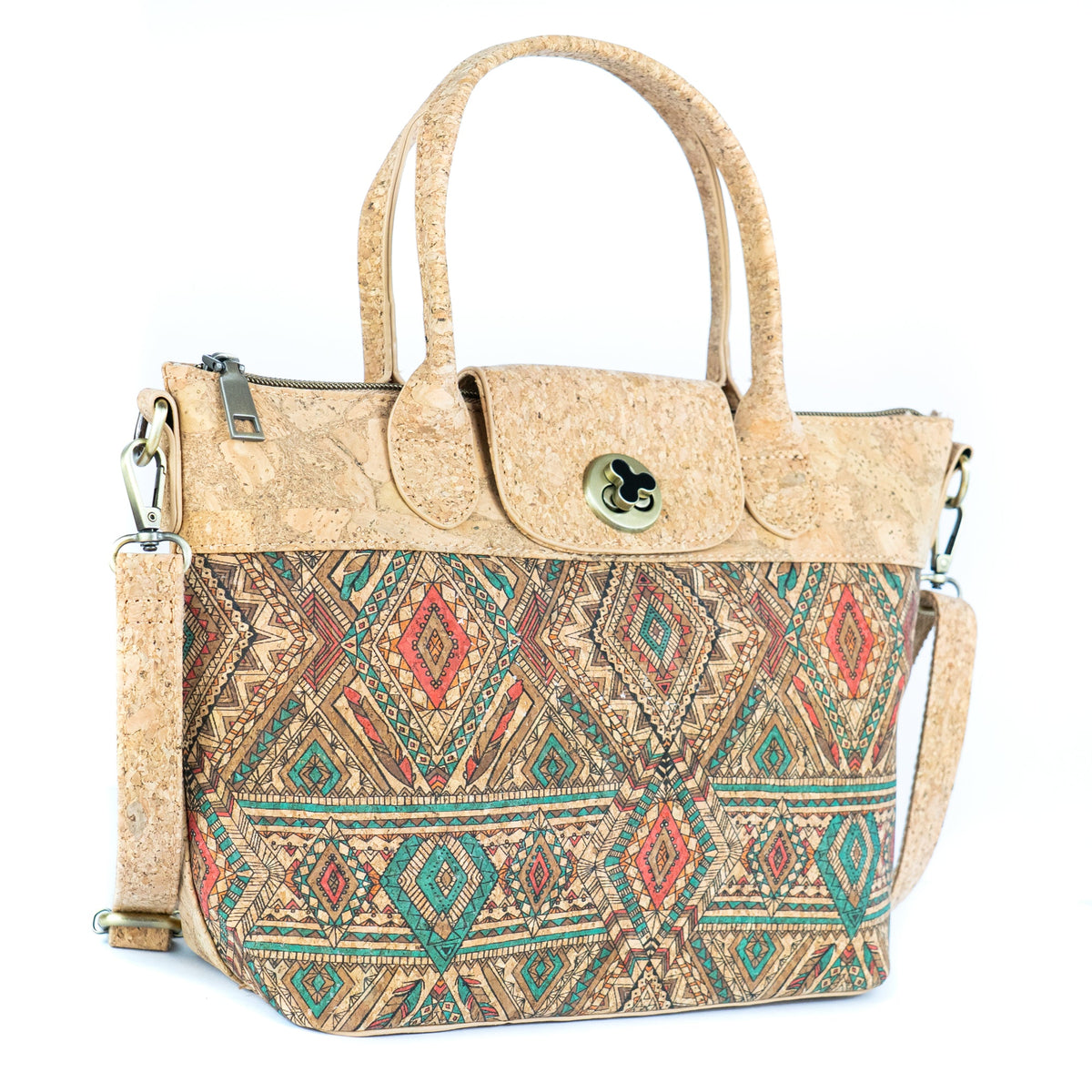 Mala de Mão de Cortiça com Padrão de Azulejo MB Cork BAGD-611