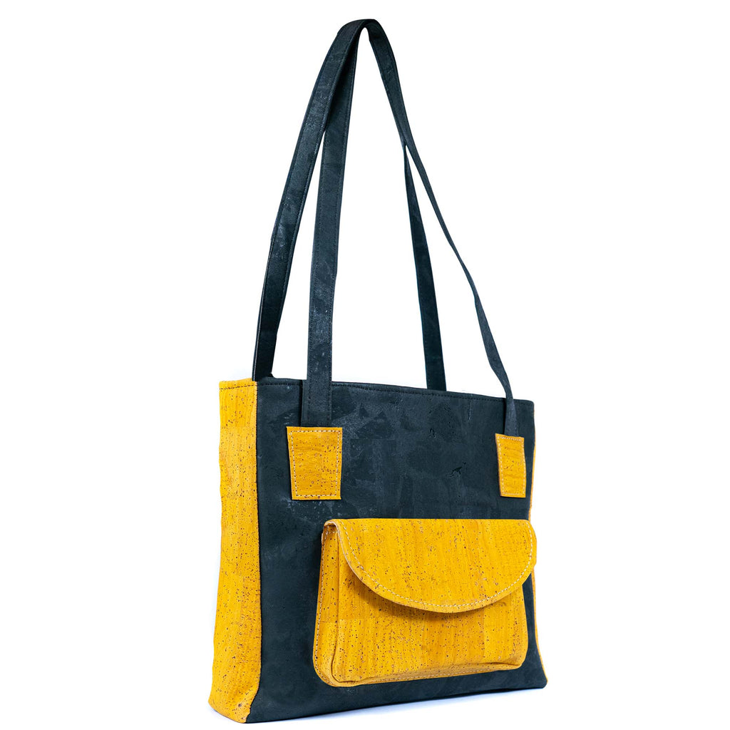 Mala Tote Bicolor de Cortiça com Bolso Frontal MB Cork BAGP-310
