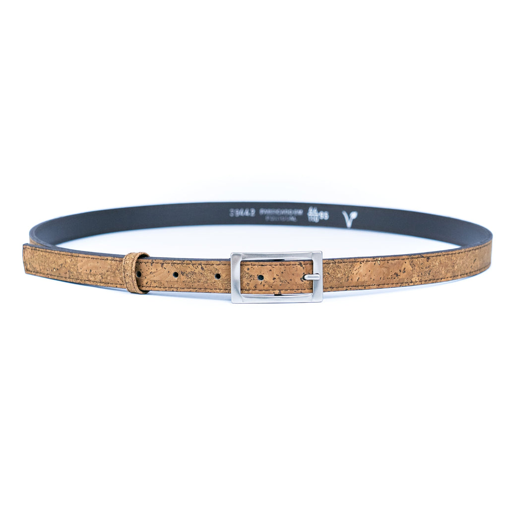 Cinto Fino de Cortiça com Fivela Retangular MB Cork L-1106 para Mulher