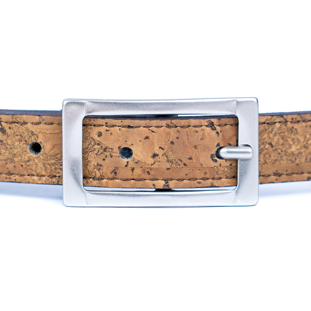 Cinto Fino de Cortiça com Fivela Retangular MB Cork L-1106 para Mulher