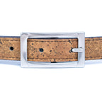 Cinto Fino de Cortiça com Fivela Retangular MB Cork L-1106 para Mulher