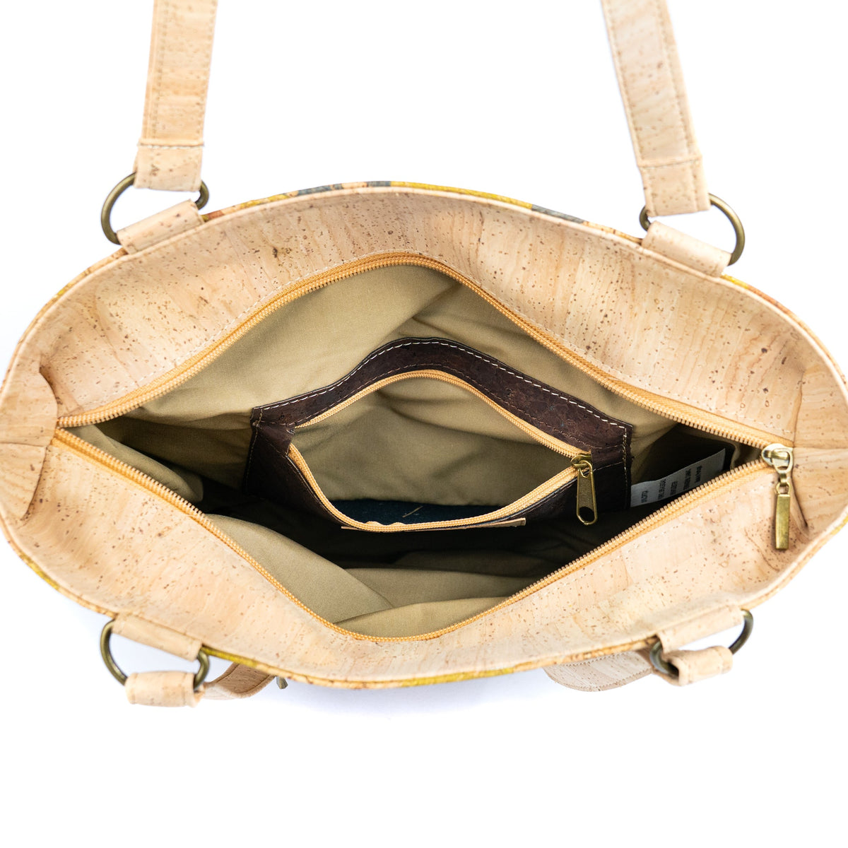 Mala Tote de Cortiça com Bolso com Fecho MB Cork BAGP-326