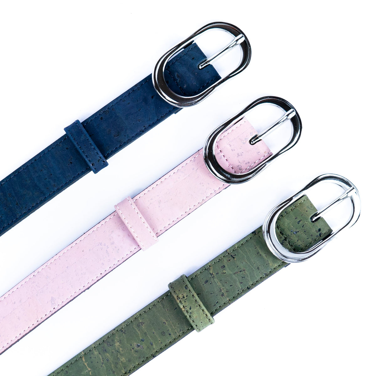 Cinto Fino de Cortiça com Fivela Prateada MB Cork L-1061 para Mulher