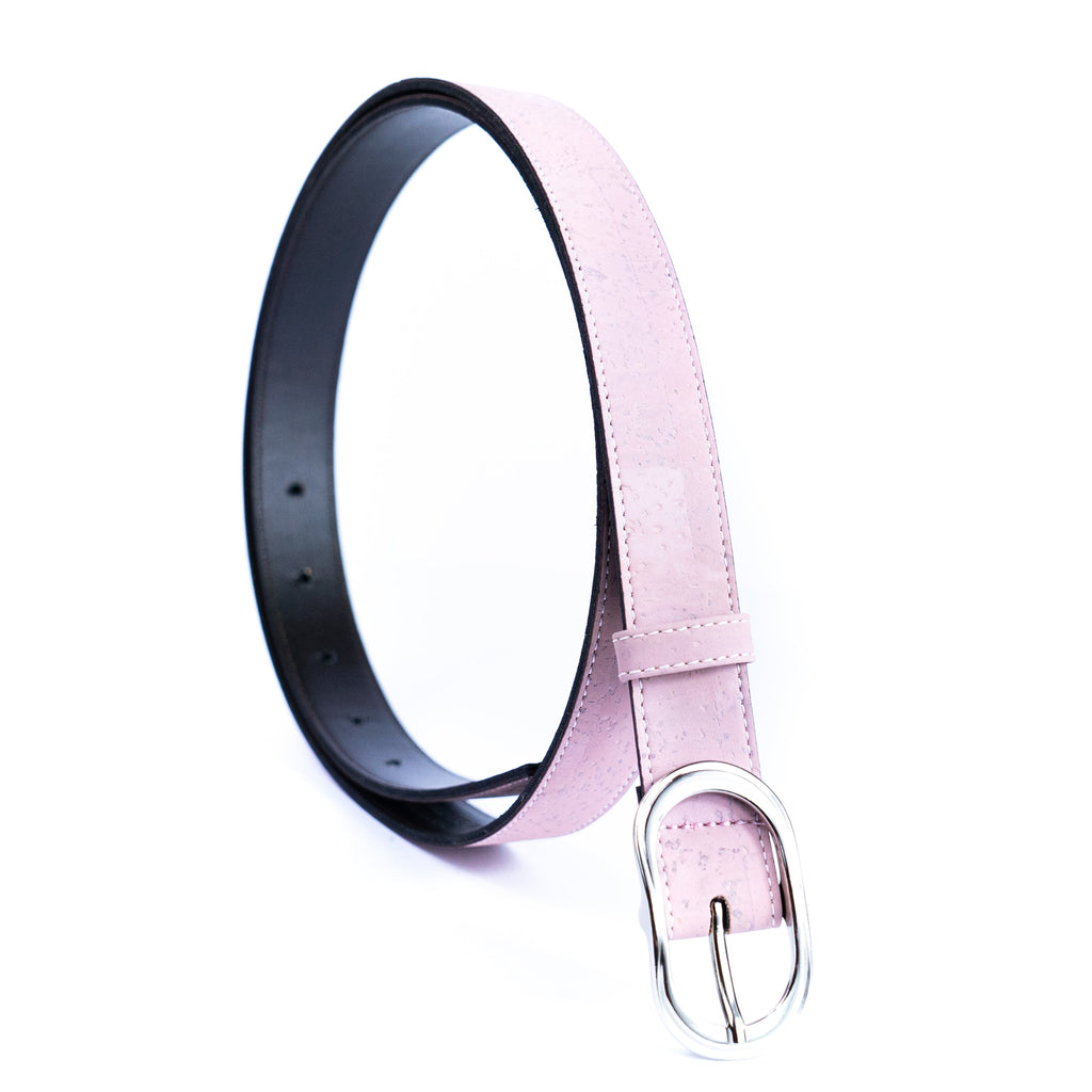 Cinto Fino de Cortiça com Fivela Prateada MB Cork L-1061 para Mulher