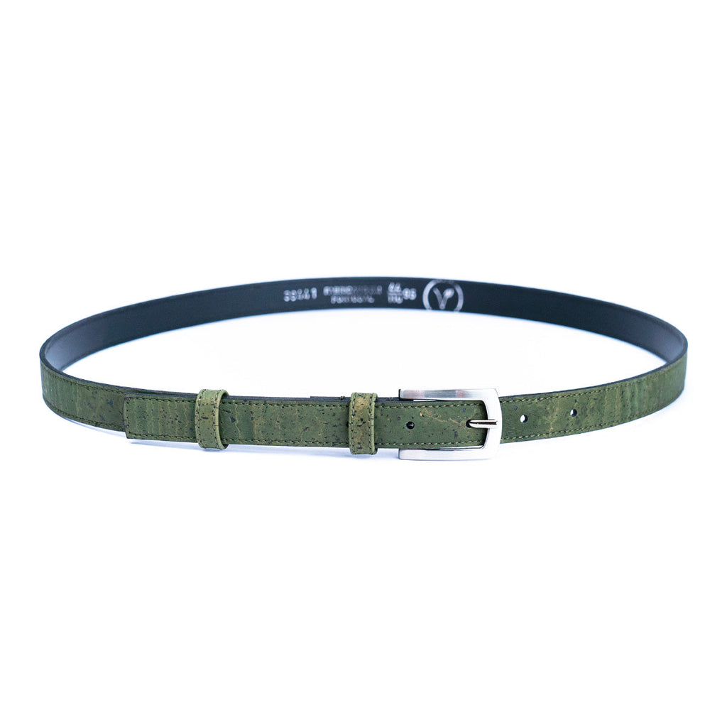 Cinto Fino de Cortiça com Fivela Retangular MB Cork L-1062 para Mulher