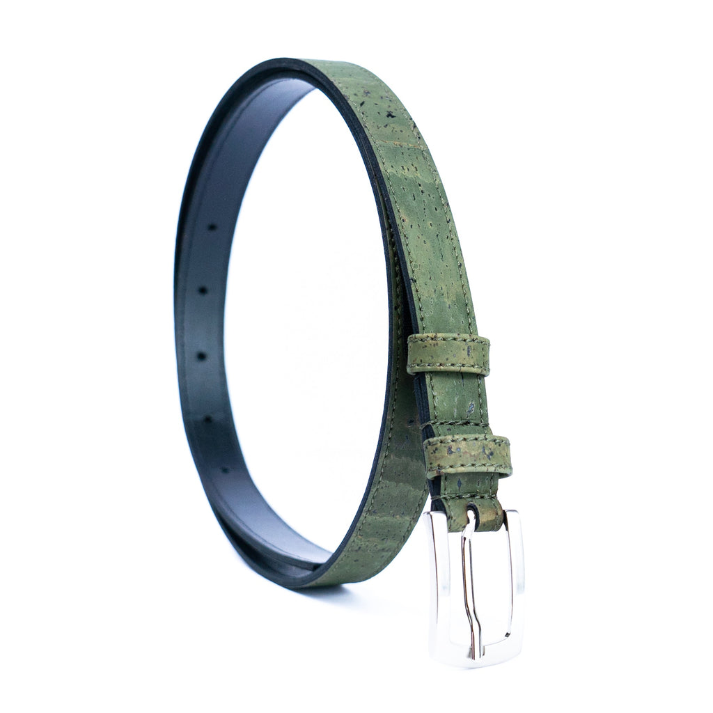Cinto Fino de Cortiça com Fivela Retangular MB Cork L-1062 para Mulher