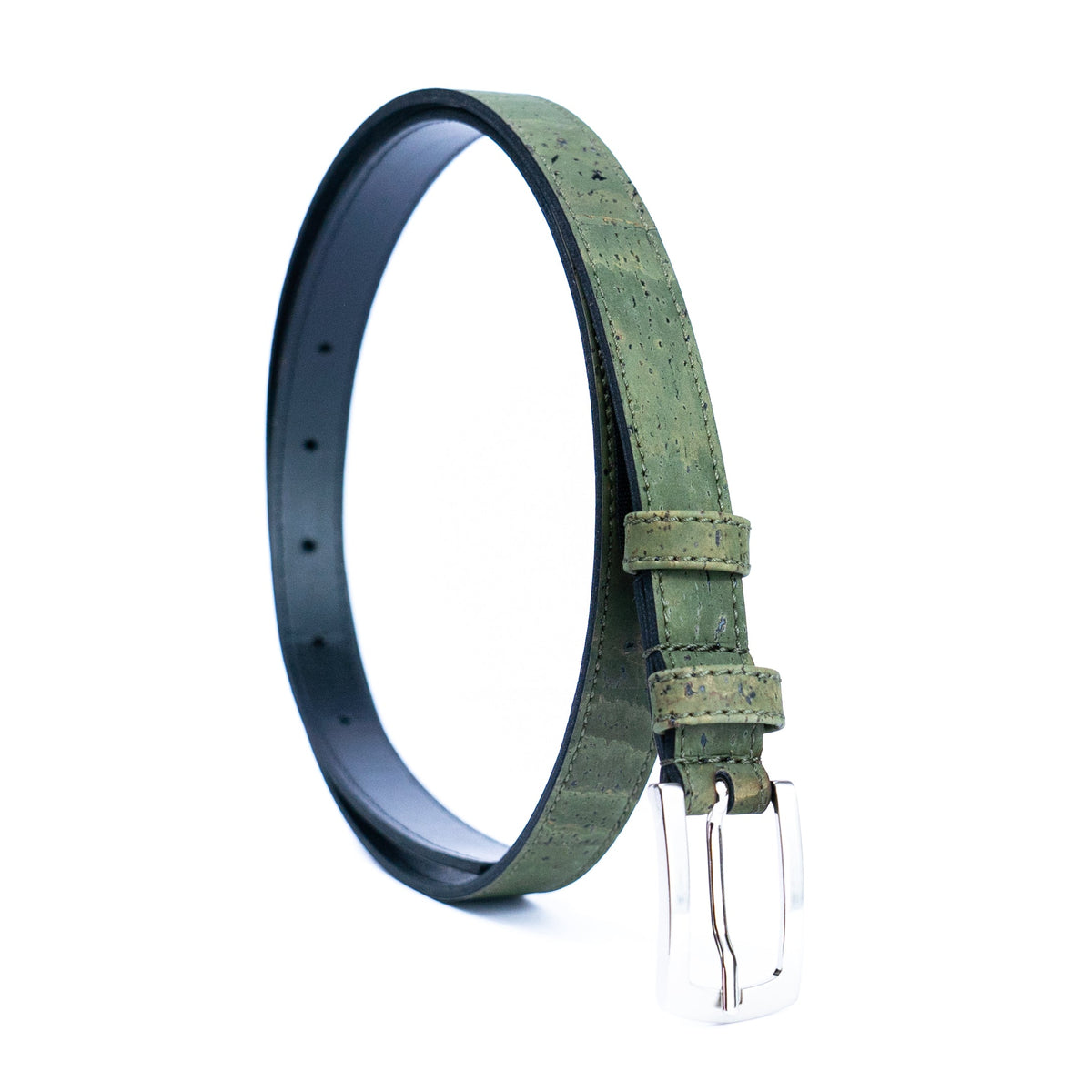 Cinto Fino de Cortiça com Fivela Retangular MB Cork L-1062 para Mulher