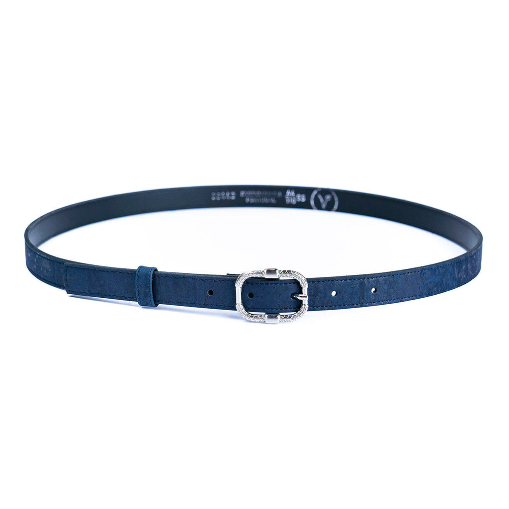 Cinto Fino de Cortiça com Fivela Texturada MB Cork L-1063 para Mulher