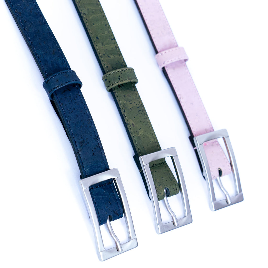 Cinto Fino de Cortiça com Fivela Retangular MB Cork L-1066 para Mulher