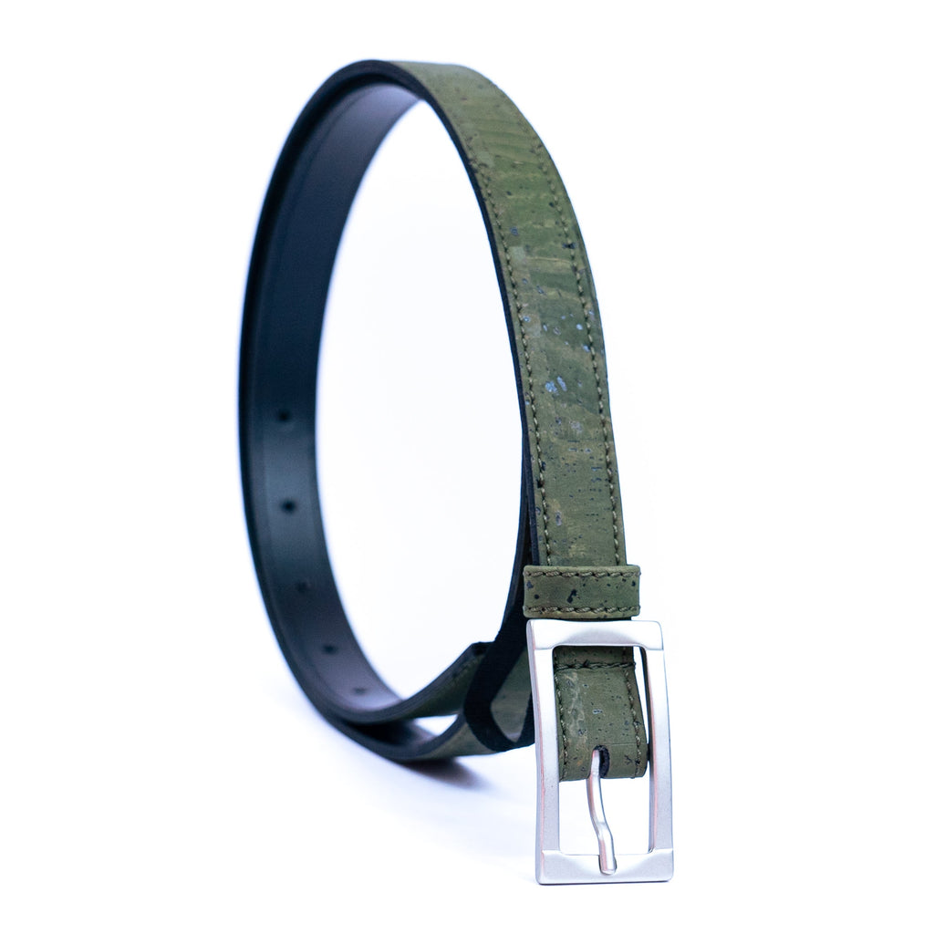 Cinto Fino de Cortiça com Fivela Retangular MB Cork L-1066 para Mulher