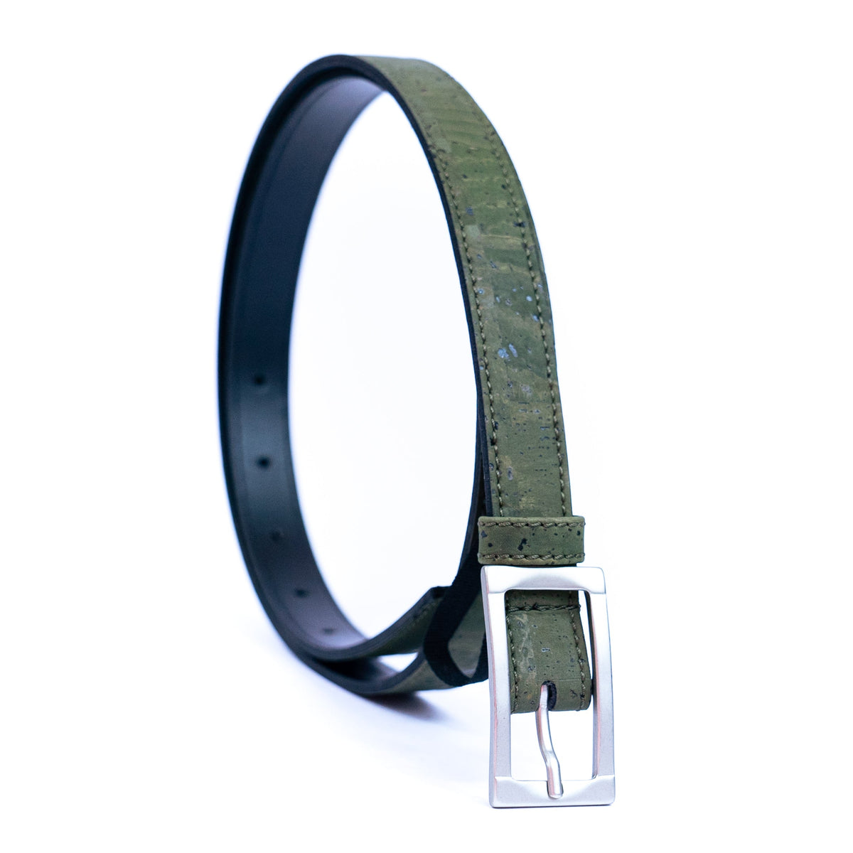 Cinto Fino de Cortiça com Fivela Retangular MB Cork L-1066 para Mulher