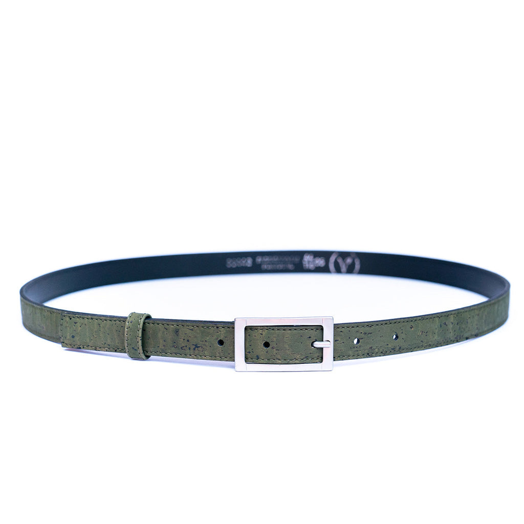 Cinto Fino de Cortiça com Fivela Retangular MB Cork L-1066 para Mulher
