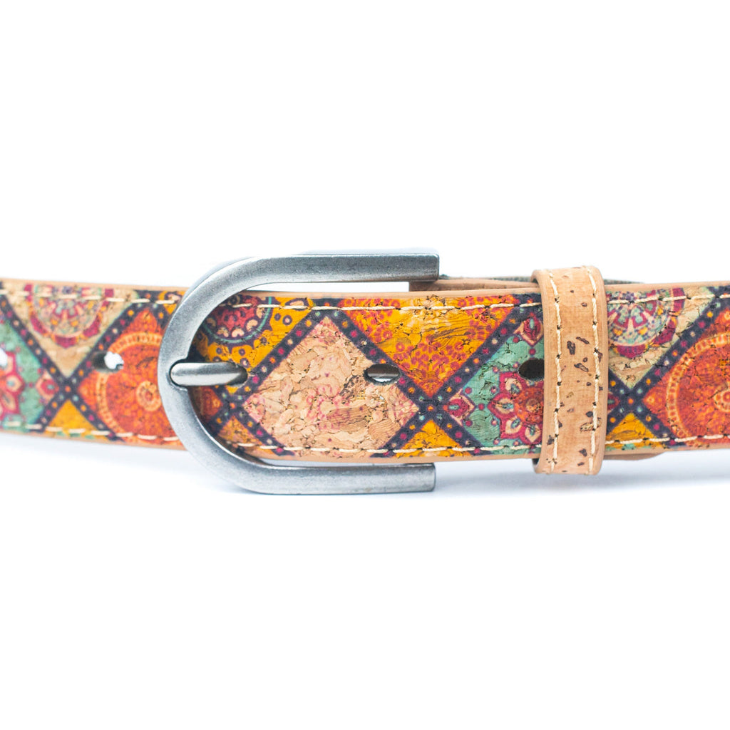 Cinto de Cortiça com Estampado Floral MB Cork L-1027 para Mulher – 2,8 cm
