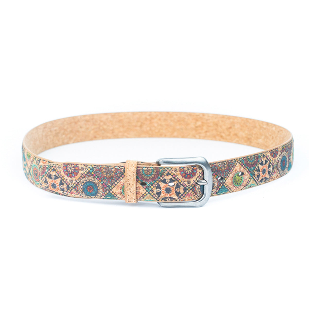 Cinto de Cortiça com Estampado Floral MB Cork L-1028 para Mulher – 3,3 cm