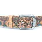 Cinto de Cortiça com Estampado Floral MB Cork L-1028 para Mulher – 3,3 cm