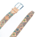 Cinto de Cortiça com Estampado Floral MB Cork L-1028 para Mulher – 3,3 cm