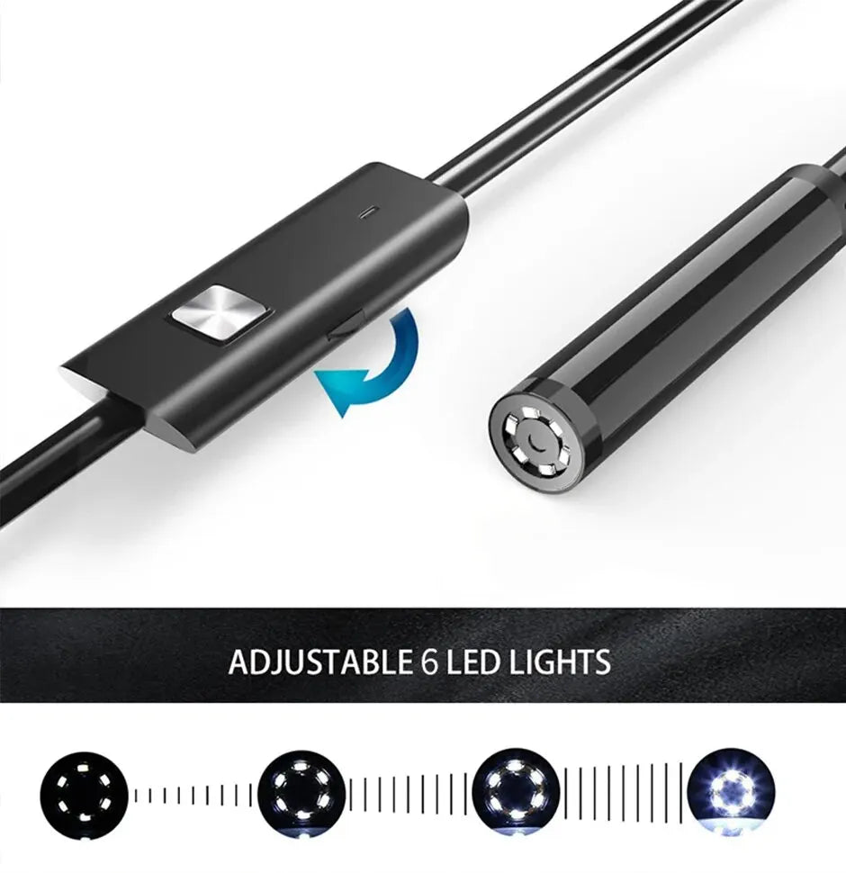 Câmara de Inspeção USB-C 7 mm à Prova de Água, para Android e PC