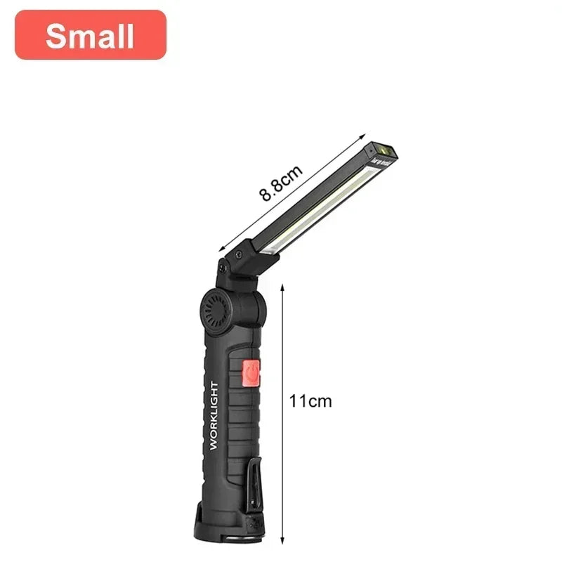Luz de Trabalho COB Dobrável, com Íman e Gancho, Recarregável