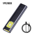 Mini Luz de Clip COB Recarregável, com Luz Vermelha Intermitente