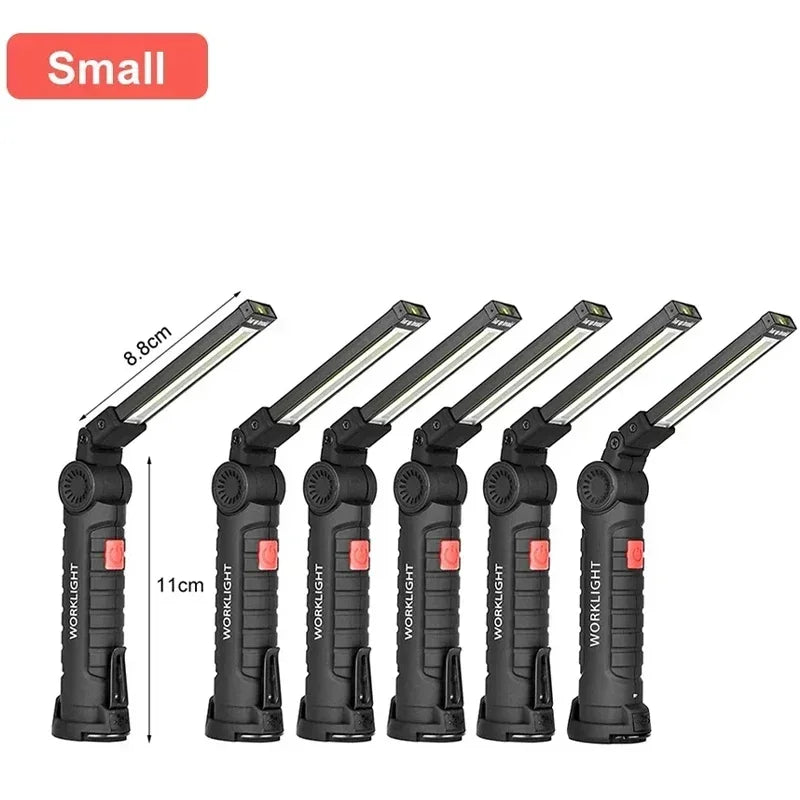 Luz de Trabalho COB Dobrável, com Íman e Gancho, Recarregável