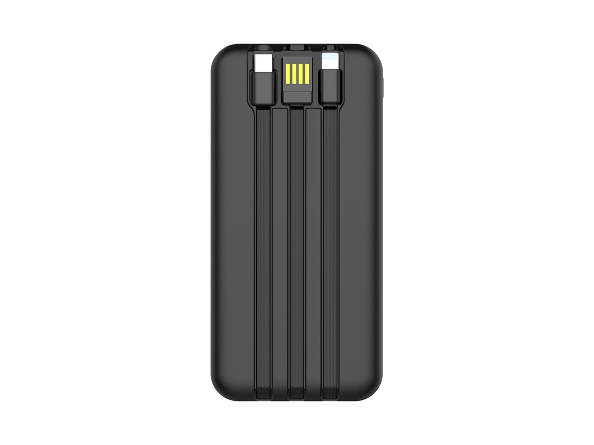 Powerbank Techancy TF2782 10 000 mAh 22,5 W com Cabos Integrados – Preto
