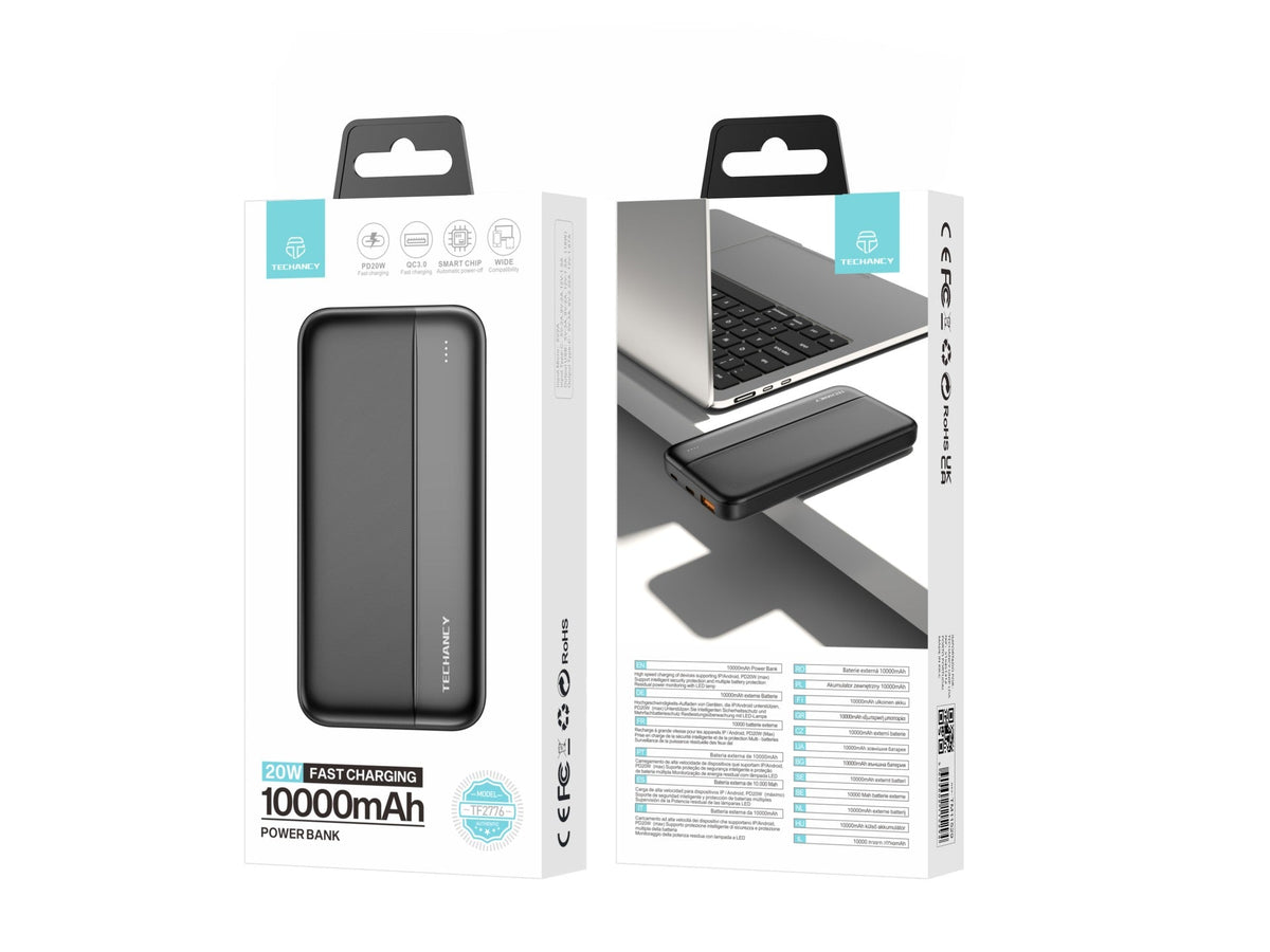 Powerbank Techancy TF2776 10 000 mAh PD 20 W – Preto
