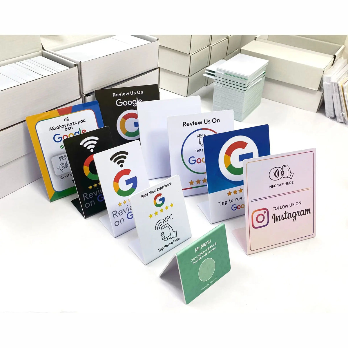 Placa NFC para Avaliações no Google, para Balcão ou Mesa