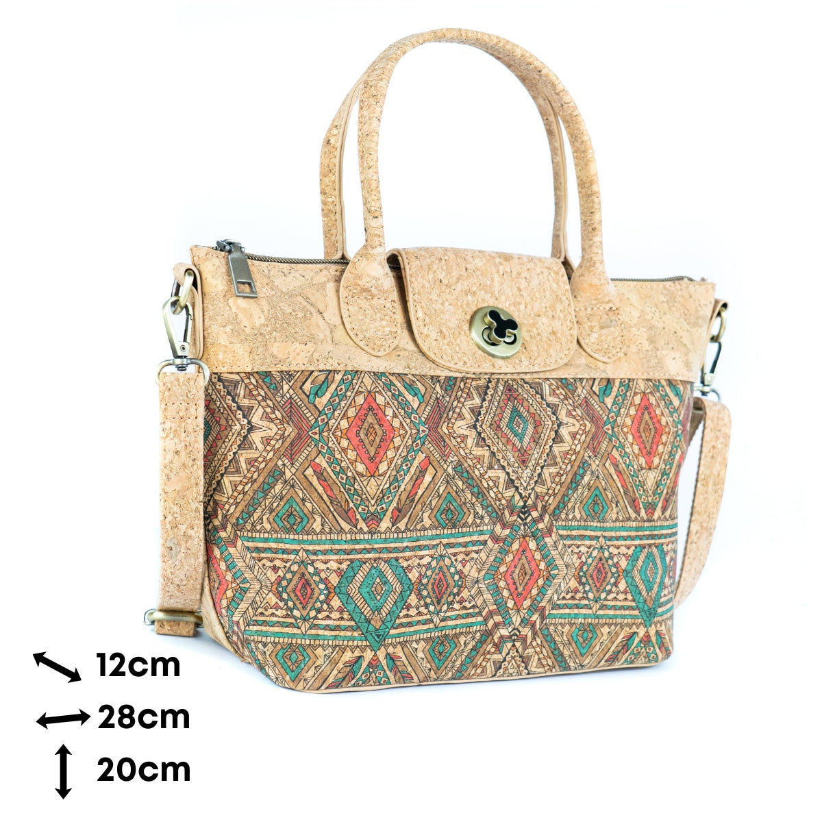 Mala de Mão de Cortiça com Padrão de Azulejo MB Cork BAGD-611